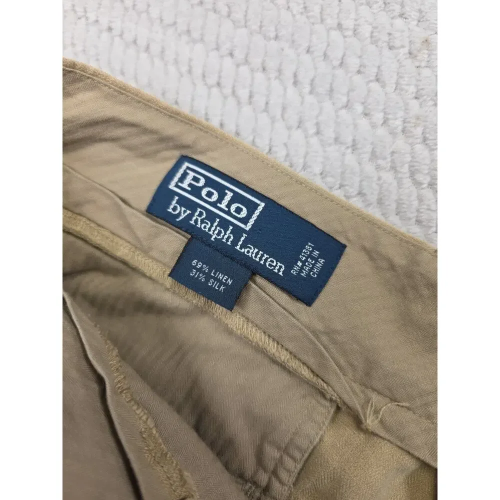 Polo Ralph Lauren Pants Mens 38 X 32 Linen Silk Blend Beachy Preppy Button Fly